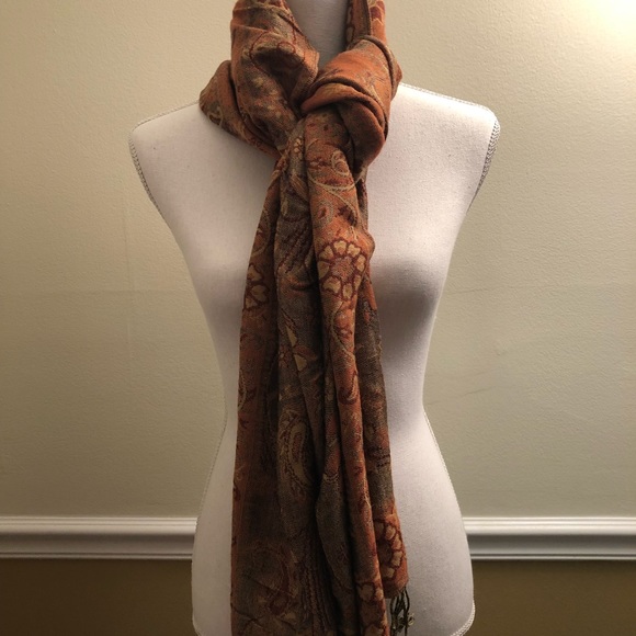 Floral scarf {dark red & brown} - Picture 3 of 3